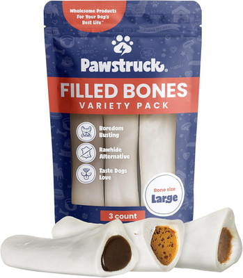Large 5-6  Filled Dog Bones Variety Pack - Peanut Butter, Cheese & Bacon, Beef F