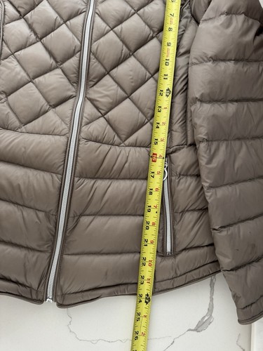 Michael Kors Jacket Womens Large Down Beige Puffer Quilted Coat Silvertone CE - Picture 10 of 11