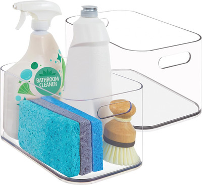 Bliss 10'' X 6'' Open Clear Pantry Organizer Bin, Set of 2, Plastic Containers wit