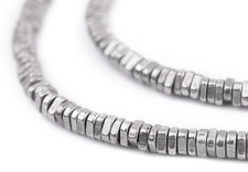 Faceted Silver Triangle Heishi Beads 4mm White Metal 16 Inch Strand