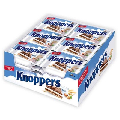 Knoppers 24 x 25 g Filled Waffle Slices with Milk Cream and Nougat Cream Filling