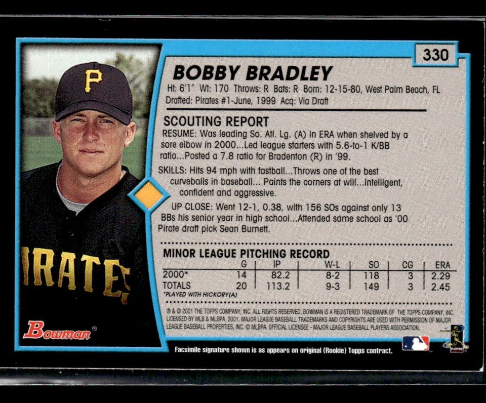 2001 Bowman Bobby Bradley #330 - Image 2 of 2