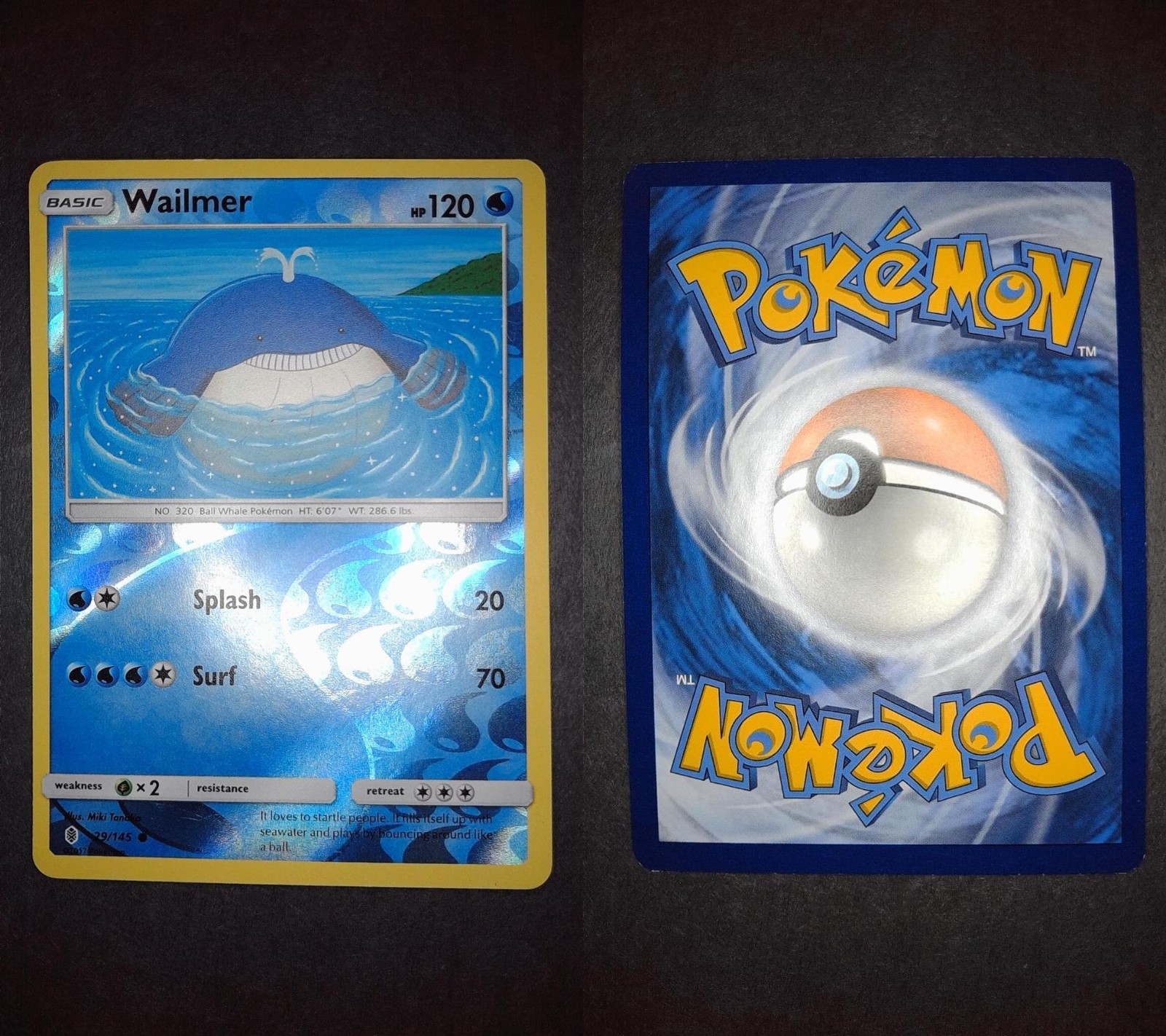 Wailmer 29/145 Common Guardians Rising Pokemon Reverse Holo Lightly Played