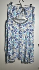 Honest organic Cotton Pajama Set Men XL Blue Snowflakes Holiday Jammies Comfy