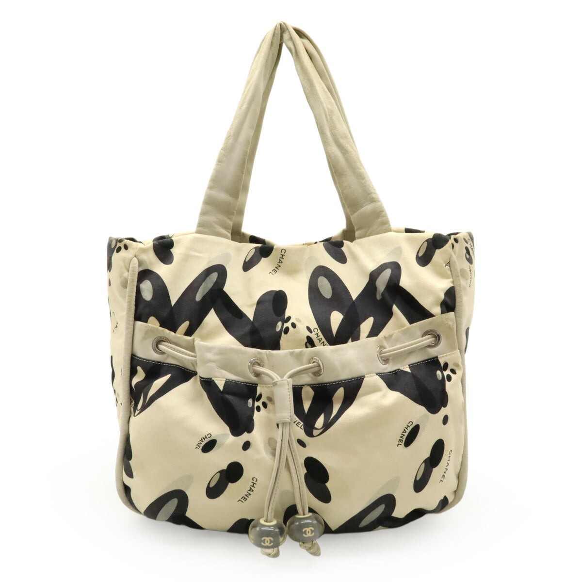 Chanel Canvas Leather Tote Bag Women Black One Size