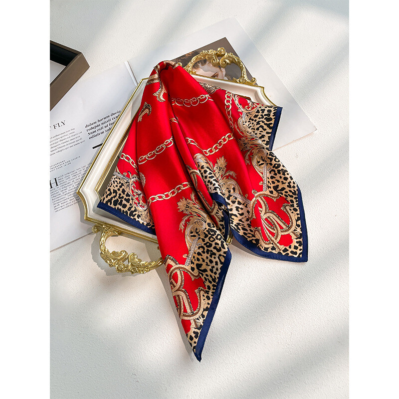 100% Mulberry Silk Scarf for Women - Square Head Wrap, Necktie & Hairband - 20-Inch Printed Design