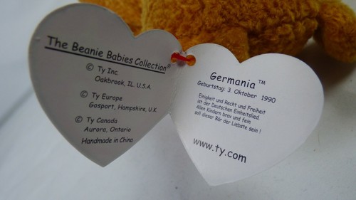 TY Beanie Baby Germania Bear Teddy With Tags 1990 Christmas Present Plush Toy - Picture 6 of 8