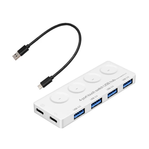 USB 3.0 Hub, 4-Port USB Splitter Lightweight USB Data Hub with Individual On/Off