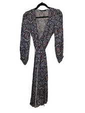 ZARA Wrap dress with Belt, Floral print, Multi-Blue and Red, X Small, pre-Owned