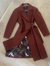 Ted Baker Coat Wool Blend Long Coat Size 5 Trench Coat Wrap Coat