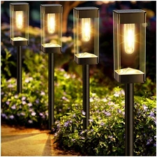 Solar Pathway Lights 8 Pack LED Waterproof Solar Outdoor Lights, Upgraded Sta...
