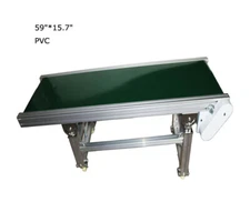 TECHTONGDA 110V Electric 59"*15.7" Green PVC Belt Conveyor Inclined Wall