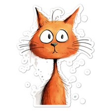 Funny Orange Cat, Vinyl Decal Sticker, Indoor Outdoor, 3 Sizes, 11094