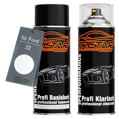 Autolack Spraydosen Set für Ford J2 Oxford White Basislack Klarlack Sprühdose