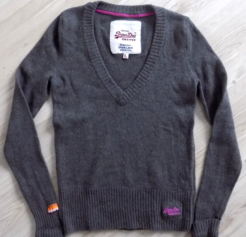 Suéter para mujer SUPERDRY PREMIUM BLACK LABEL manga larga (L) Foto 2 de 4