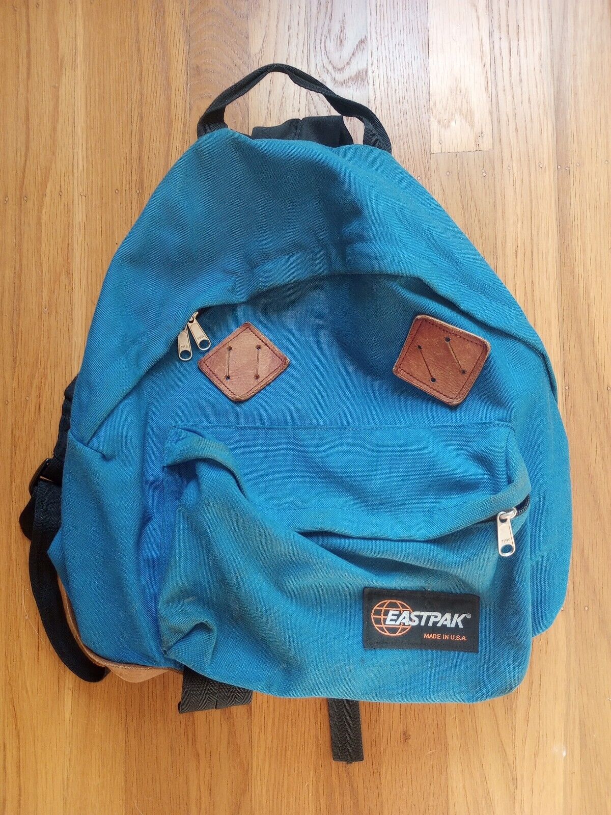 Maria Monumentaal bijvoeglijk naamwoord Vintage Eastpak Leather Bottom Backpack Blue Made In USA 630 | eBay