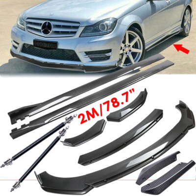 Front Bumper Lip Rear Splitter Spoiler Side Skirt Carbon For Mercedes Benz C200
