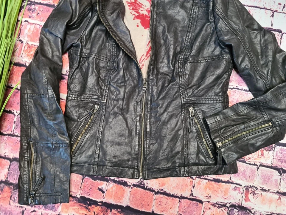Street one Lederjacke Bikerjacke Jacke Damen Gr. 38 Schwarz (555) NEU - Bild 3 von 3