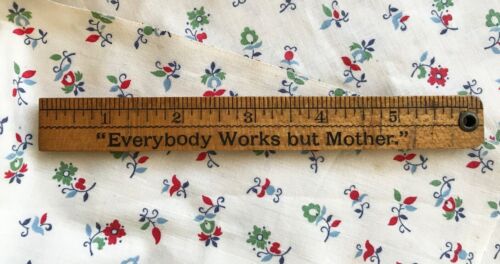 BTY 1950's COTTON Fabric 36" Wide Floral Sprigs Red White Blue Quilt Sewing - Picture 3 of 3