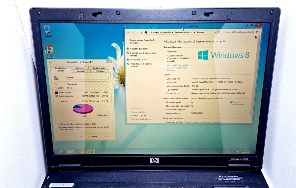 NOTEBOOK PORTATILE HP COMPAQ NX7300 computer portatile windows 8 PC Netbook #2 - Immagine 3 di 4