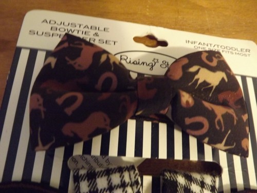 NEW COWBOY BOWTIE & SUSPENDER SET by Rising Star horses HORSESHOES HATS NWT - Picture 2 of 4
