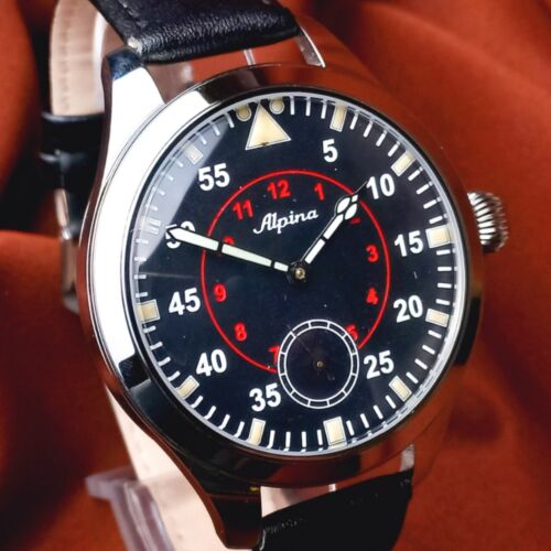 Swiss Watch Alpina Vintage Antique Swiss Marriage Men's Wrist Watch Black Dial - Picture 2 of 10