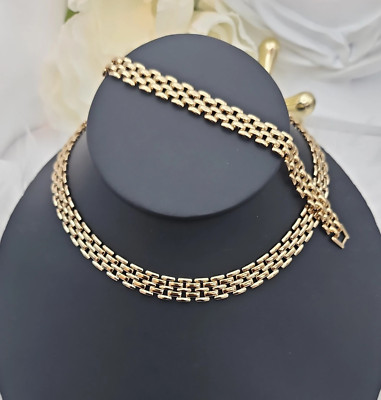 Gold Vintage Choker Bracelet Set, Five Row Panther Set, 14k Heavy Plated Gold