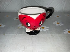 Johanna Parker Designs Embossed Red Heart Face Valentine's Day MUG 4”