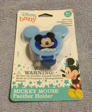 New Mickey Mouse Disney Baby Pacifier Holder BPA Free Blue Strap-Sealed