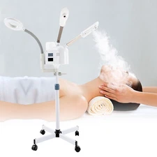 Pro 3 in 1 Facial Steamer 5X Magnifying Lamp Hot& Cold Ozone Machine Spa Salon