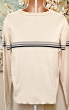 Nautica Men's Ski Sweater Large Light Cream Crew Neck