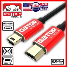 Micro USB to Mini USB Male Host OTG Adapter Converter Cable Charger Cord 3FT