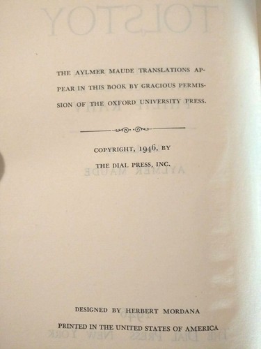The Short Novels of Tolstoy 1946 The Dial Press First Thus - Picture 8 of 9