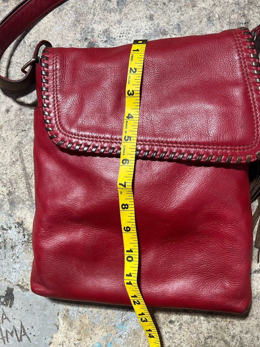 ILI New York Red Genuine Leather tassel used CrossBody