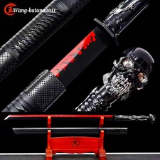 Calavera Ninjato Sangre Rojo Hamon 1060 Acero Afilado Japonés Ninja Espada Recta