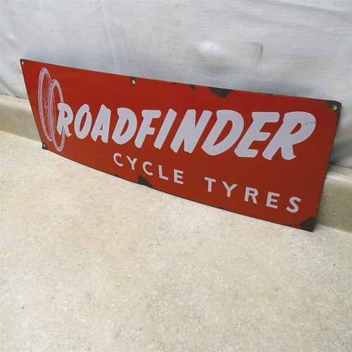 Vintage Roadfinder Cycle Tyres Sign, Metal 24" X 8" Porcelain - Imagen 2 de 9