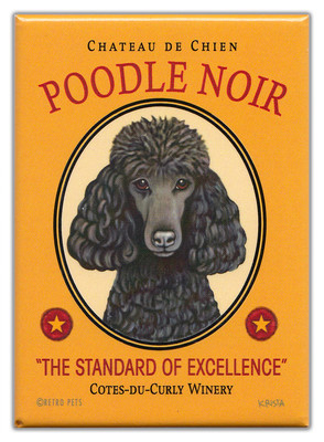 Retro Dogs Refrigerator Magnets: POODLE | WINERY | Vintage Advertising Art
