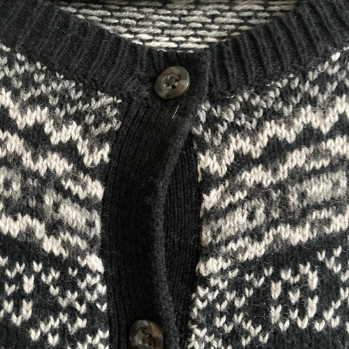 Eddie Bauer Black White Nordic Print Cardigan Sz L Cottagecore Fair Isle Cabin - Picture 3 of 13