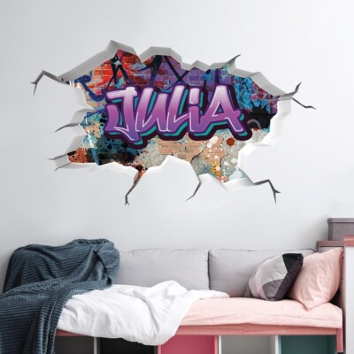 vr201 3D Wandtattoo Graffiti Name Cooles Wandtattoo Kinderzimmer Mädchen Name