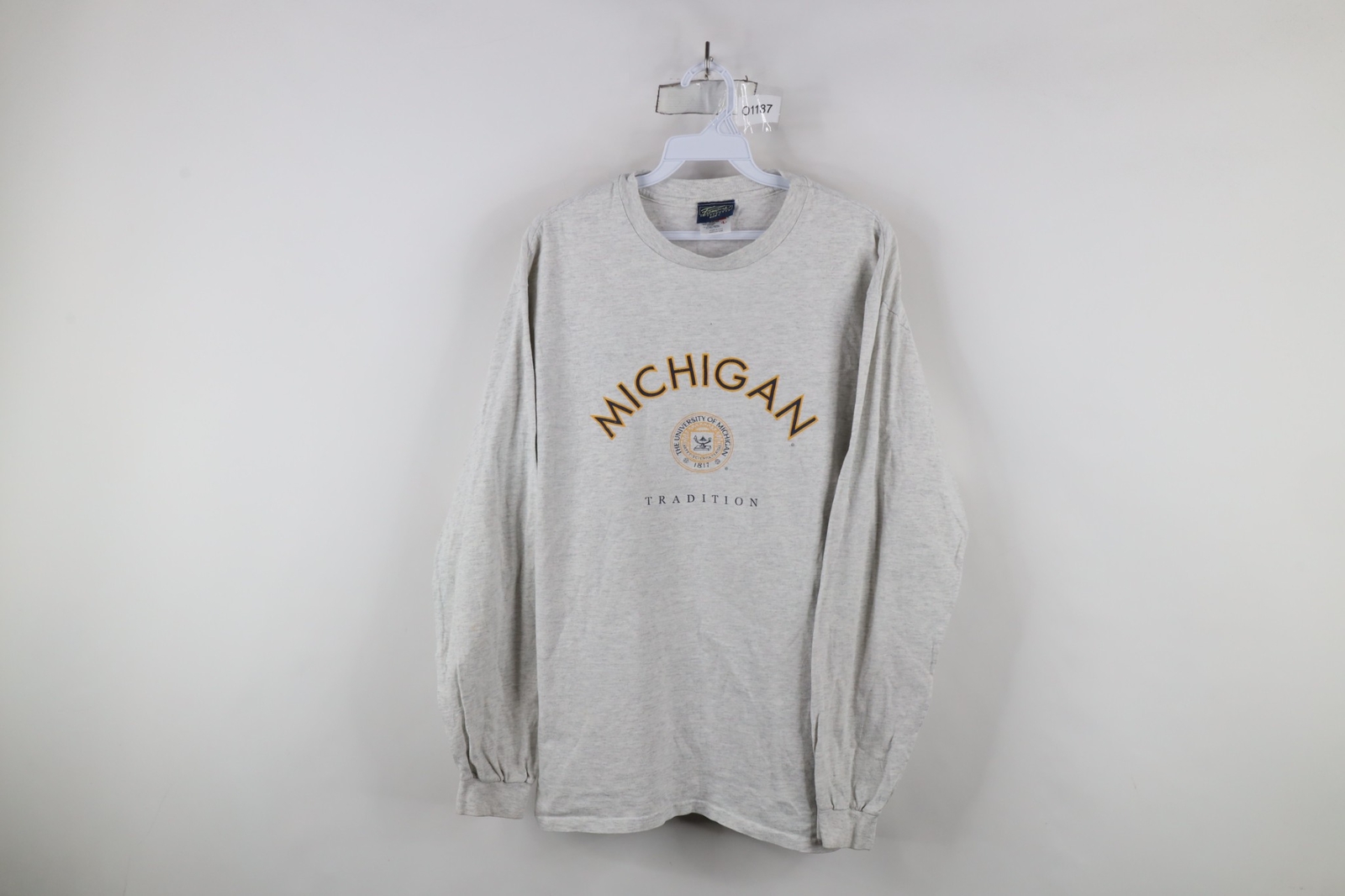 ALTRA T shirt manica lunga vintage anni 90 uomo grande Spell Out University of Michigan USA