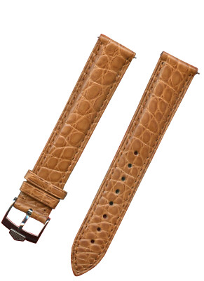 Gen Alligator Cognac Armband 20mm Extra Lang & Original Tag Heuer Stahl Schnalle