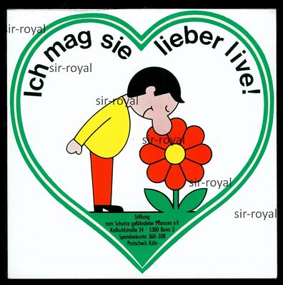 Promotional Stickers - Flowers - I Prefer Them Live - 11x11cm - Vintage 80s