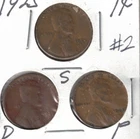 1925-D+P+S Circulated Business Strike Three Copper One Cent Coins! #2