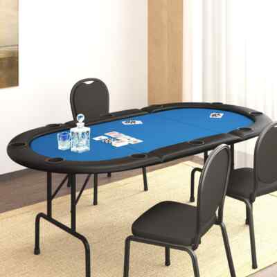 10-Player Folding Poker Table Blue 81.1