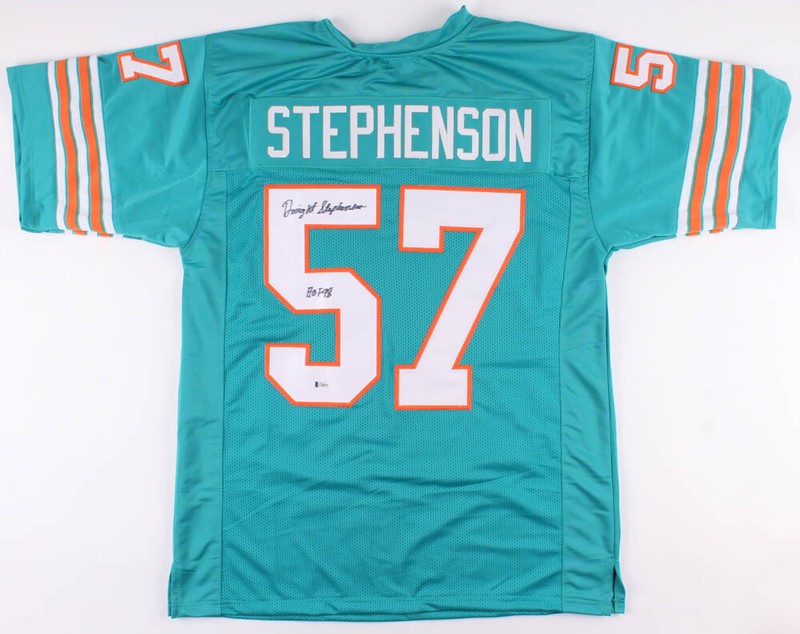 Dwight Stephenson Signed Miami Dolphins Jersey Inscribed "HOF 98" (Beckett COA)