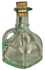 CRUET w SPOUT CORK STOPPER PALE GREEN GLASS SQUARE 5" mkd MOD DEP/ FRANCE — photo 1