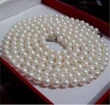 6-7mm Genuine Natural White Freshwater Akoya Cultured Pearl Long Necklace 50"