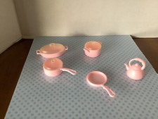 Vintage  Barbie Pots Pans Set with Lids Lot- Pink