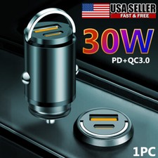 Mini Pd Qc3.0 Type-c Usb Car Phone Charger 30w Fast Charge Adapter Accessories