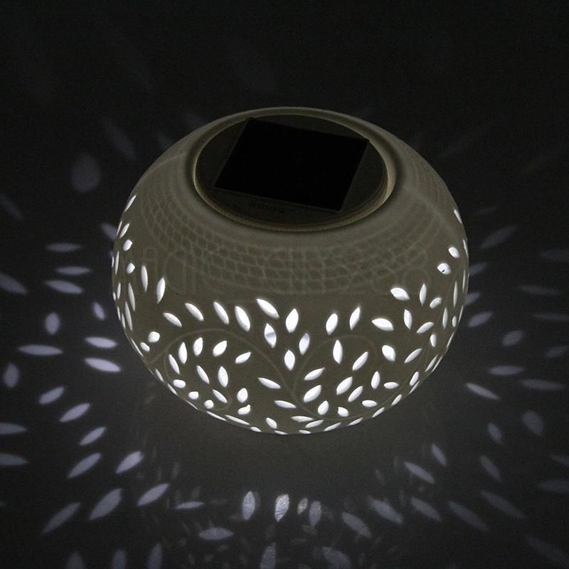 Set of (4) Solar Ceramic Patio Garden Table Lamp w/ 7-Color Changing ...